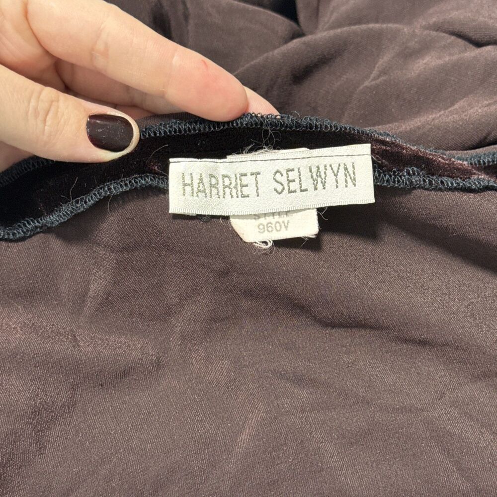Vtg Harriet Selwyn Silk Velvet Top 1X/2X Brown Button Up Whimsigoth 80s 90s - Picture 9 of 10